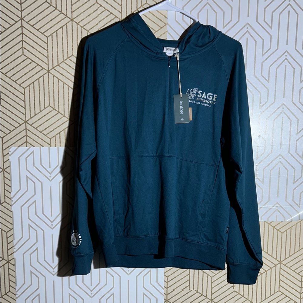 tentree Men's Teal Zip-Up Sweater